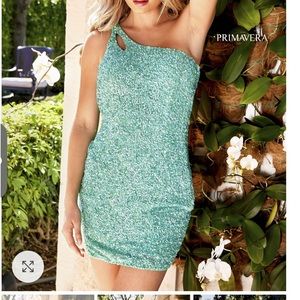 Primavera Couture style 3573 asymmetrical sequined homecoming dress
